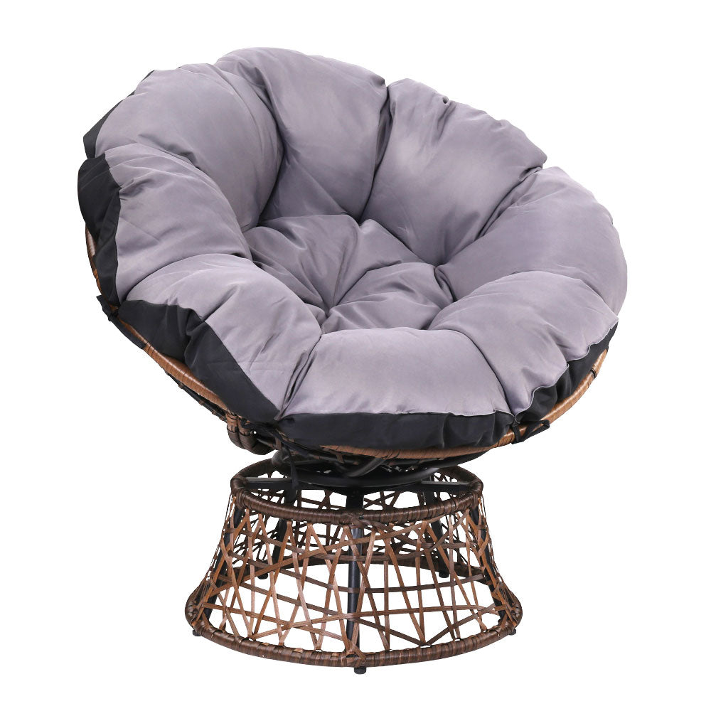 Gardeon Outdoor Papasan Chairs Lounge Setting Patio Furniture Wicker Brown-Furniture > Bar Stools & Chairs-PEROZ Accessories