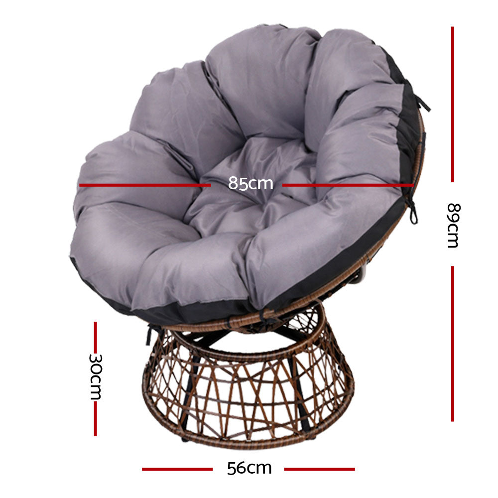Gardeon Outdoor Papasan Chairs Lounge Setting Patio Furniture Wicker Brown-Furniture > Bar Stools & Chairs-PEROZ Accessories