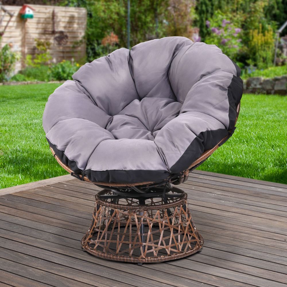 Gardeon Outdoor Papasan Chairs Lounge Setting Patio Furniture Wicker Brown-Furniture &gt; Bar Stools &amp; Chairs-PEROZ Accessories