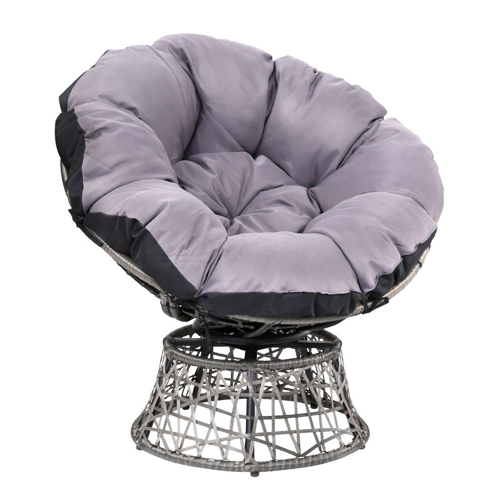Gardeon Outdoor Papasan Chairs Lounge Setting Patio Furniture Wicker Grey-Furniture > Bar Stools & Chairs-PEROZ Accessories
