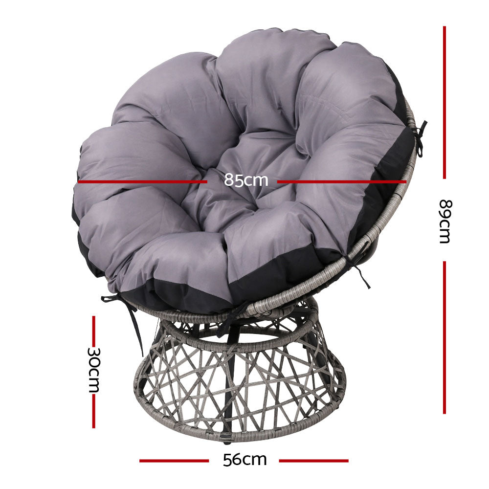 Gardeon Outdoor Papasan Chairs Lounge Setting Patio Furniture Wicker Grey-Furniture > Bar Stools & Chairs-PEROZ Accessories