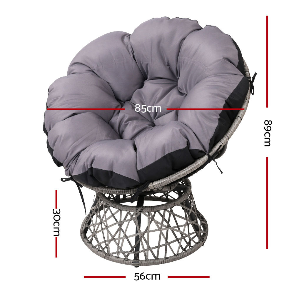 Gardeon Outdoor Papasan Chairs Lounge Setting Patio Furniture Wicker Grey-Furniture &gt; Bar Stools &amp; Chairs-PEROZ Accessories
