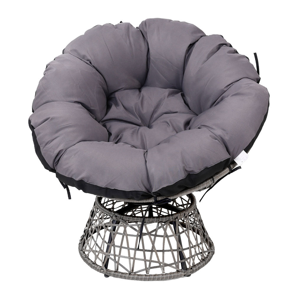 Gardeon Outdoor Papasan Chairs Lounge Setting Patio Furniture Wicker Grey-Furniture > Bar Stools & Chairs-PEROZ Accessories