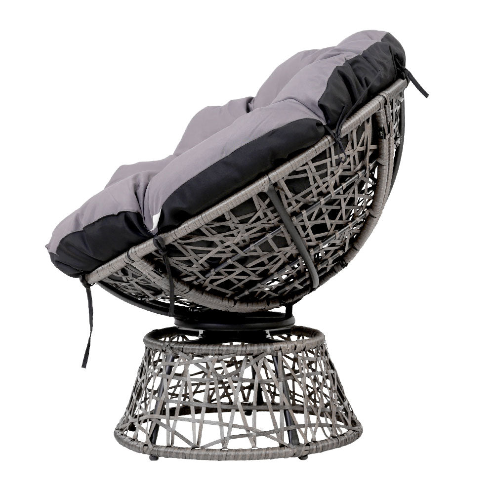 Gardeon Outdoor Papasan Chairs Lounge Setting Patio Furniture Wicker Grey-Furniture > Bar Stools & Chairs-PEROZ Accessories