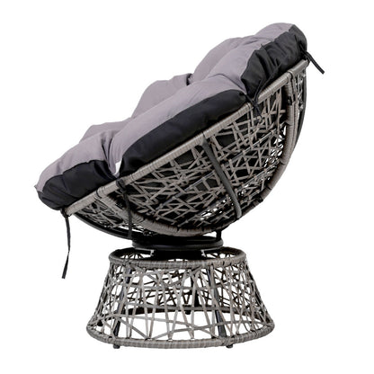 Gardeon Outdoor Papasan Chairs Lounge Setting Patio Furniture Wicker Grey-Furniture &gt; Bar Stools &amp; Chairs-PEROZ Accessories