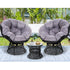 Gardeon Outdoor Lounge Setting Papasan Chairs Table Patio Furniture Wicker Black-Furniture > Outdoor-PEROZ Accessories