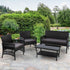 Gardeon 4 PCS Outdoor Furniture Lounge Setting Wicker Dining Set Black-Furniture > Outdoor-PEROZ Accessories