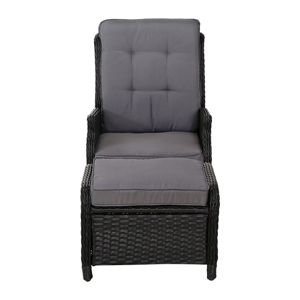 Gardeon Recliner Chair Sun lounge Setting Outdoor Furniture Patio Wicker Sofa-Furniture > Outdoor-PEROZ Accessories