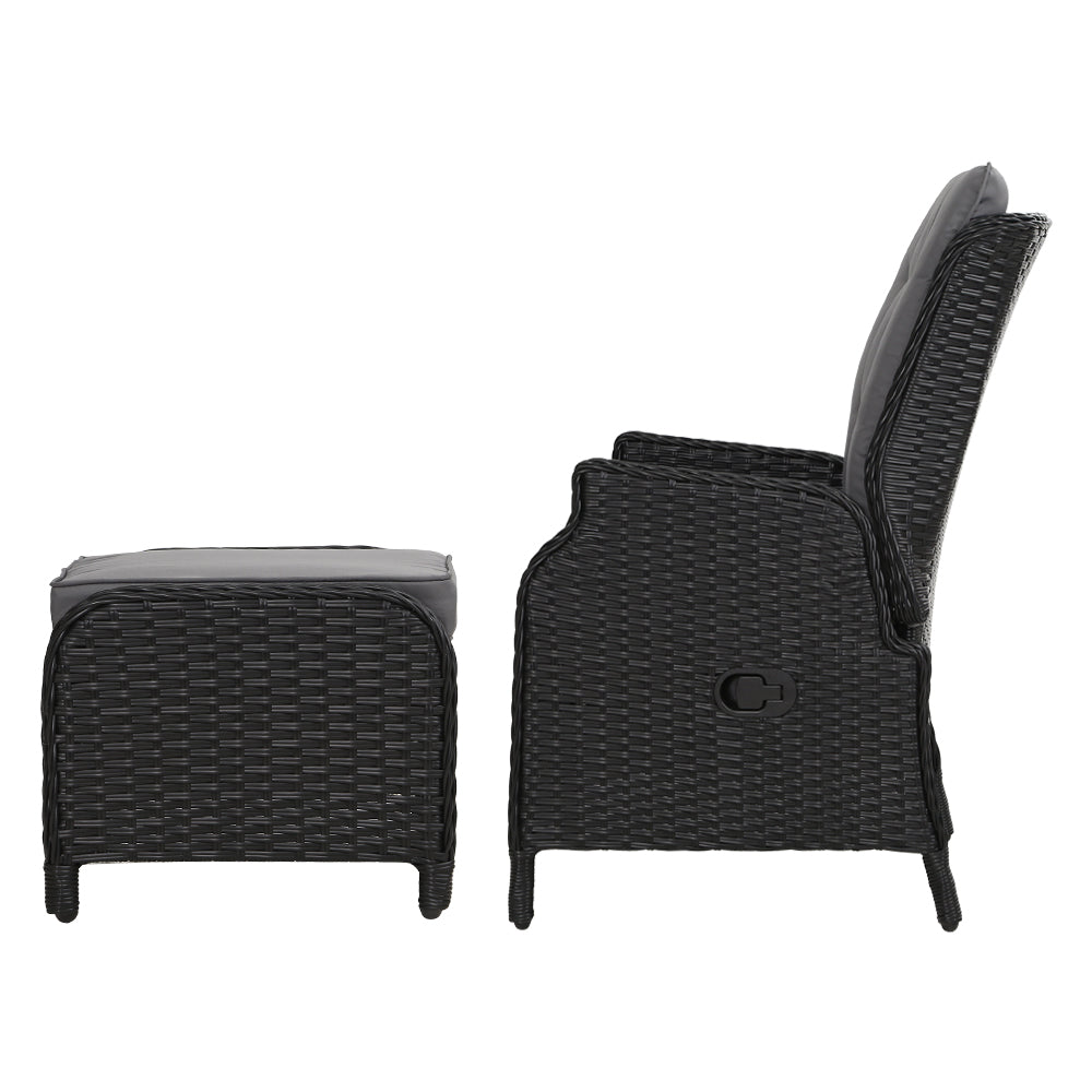 Gardeon Set of 2 Recliner Chairs Sun lounge Outdoor Setting Patio Furniture Wicker Sofa-Furniture > Outdoor-PEROZ Accessories