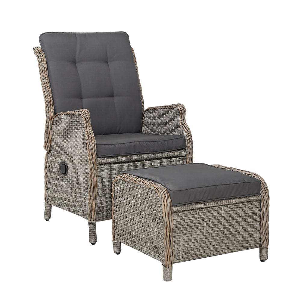 Gardeon Recliner Chair Sun lounge Outdoor Setting Patio Furniture Wicker Sofa-Furniture > Outdoor-PEROZ Accessories