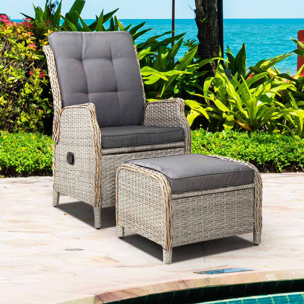 Gardeon Recliner Chair Sun lounge Outdoor Setting Patio Furniture Wicker Sofa-Furniture > Outdoor-PEROZ Accessories