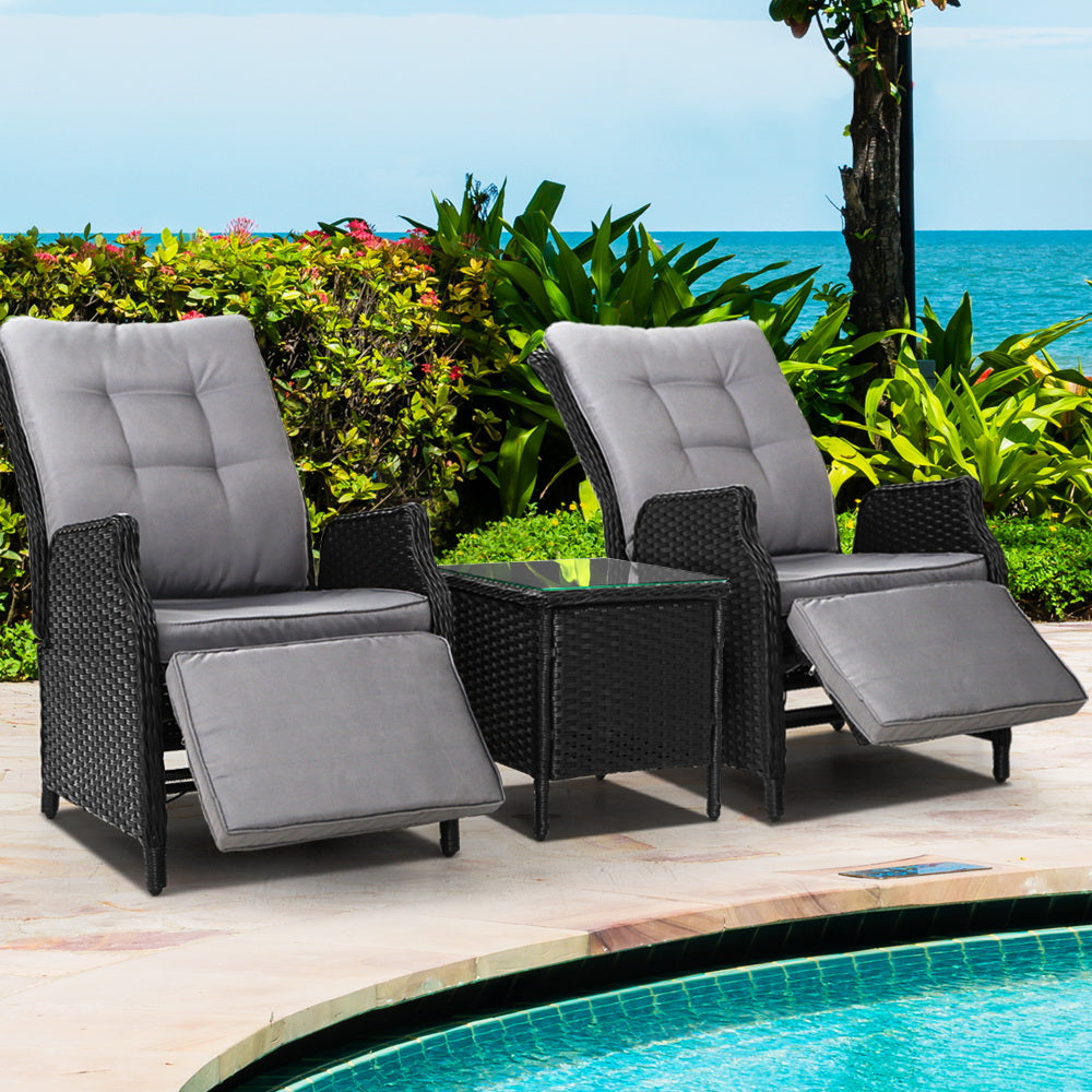 Gardeon Recliner Chairs Sun lounge Setting Outdoor Furniture Patio Wicker Sofa-Furniture > Outdoor-PEROZ Accessories
