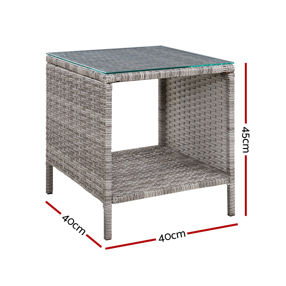 Gardeon Side Table Coffee Patio Outdoor Furniture Rattan Desk Indoor Garden Grey-Furniture > Outdoor-PEROZ Accessories