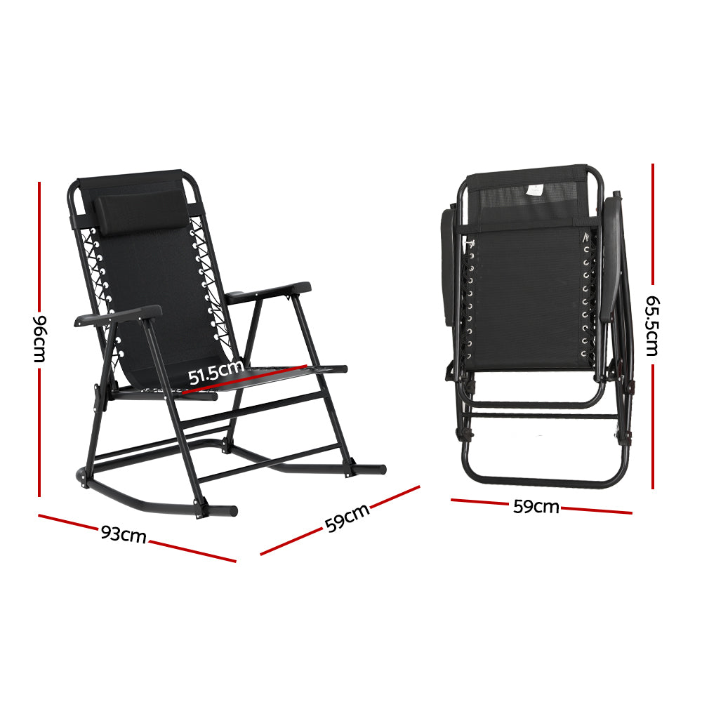 Gardeon Outdoor Rocking Chair Folding Reclining Recliner Patio Furniture Garden-Furniture > Outdoor-PEROZ Accessories