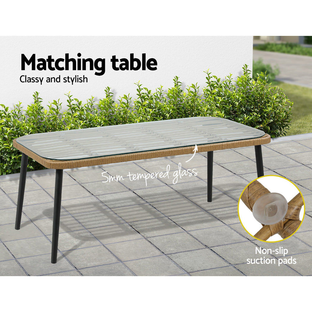 Gardeon Outdoor Furniture Sofa Set 4 Piece Rattan Lounge Set Table Chairs-Furniture > Outdoor-PEROZ Accessories