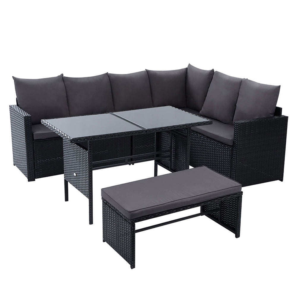 Gardeon Outdoor Furniture Dining Setting Sofa Set Lounge Wicker 8 Seater Black-Furniture > Outdoor-PEROZ Accessories