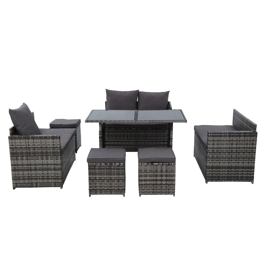 Gardeon Outdoor Furniture Dining Setting Sofa Set Wicker 9 Seater Storage Cover Mixed Grey-Furniture > Outdoor-PEROZ Accessories