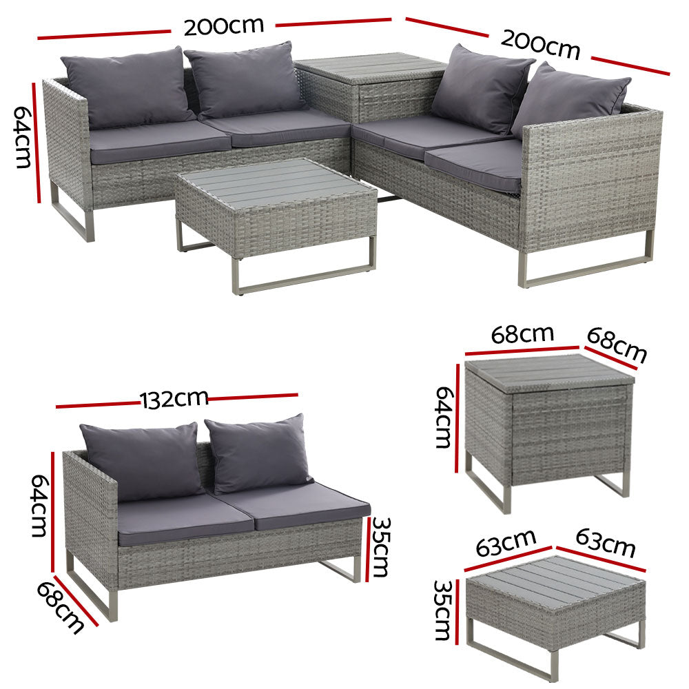 Gardeon Outdoor Sofa Furniture Garden Couch Lounge Set Patio Wicker Table Chairs-Furniture > Outdoor-PEROZ Accessories