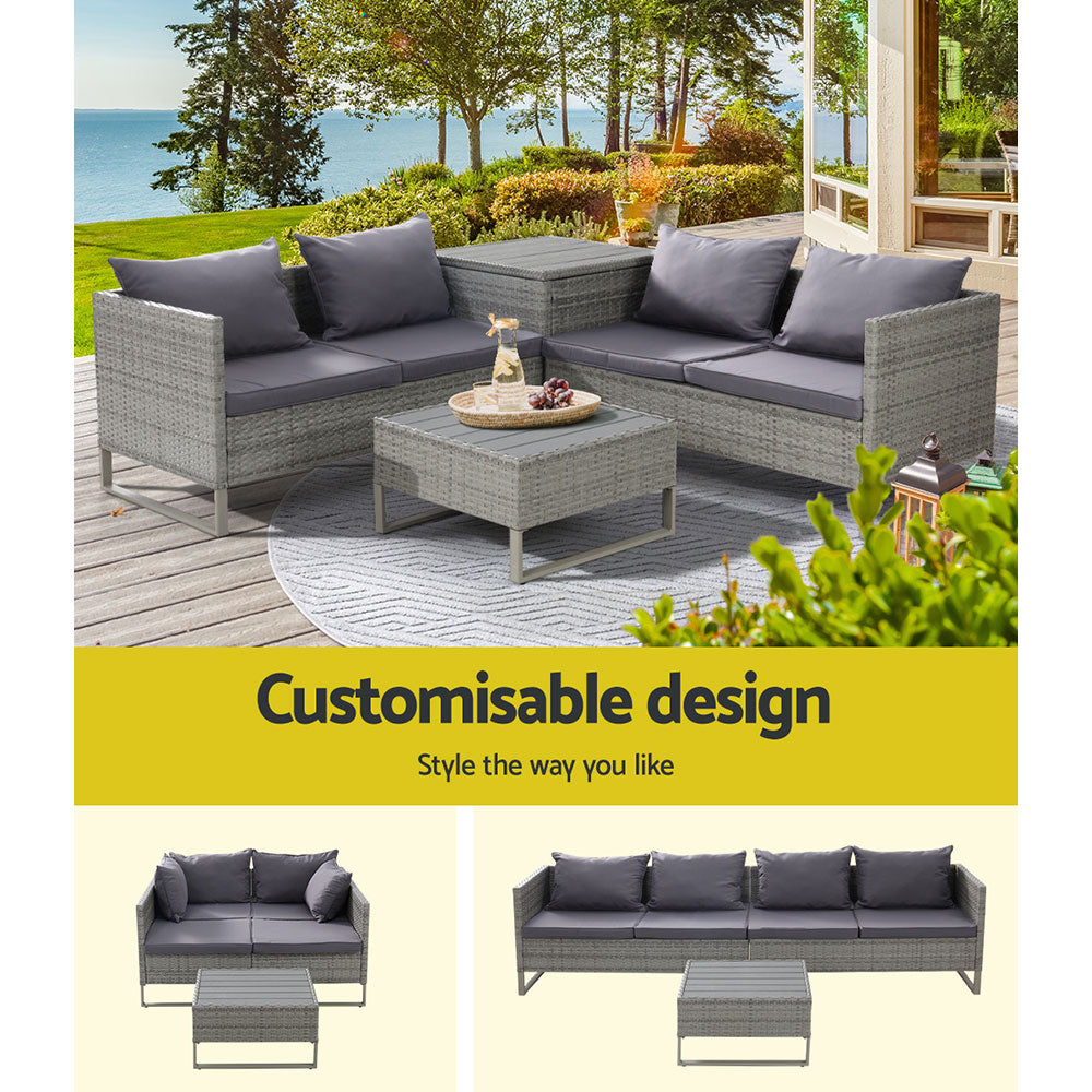 Gardeon Outdoor Sofa Furniture Garden Couch Lounge Set Patio Wicker Table Chairs-Furniture > Outdoor-PEROZ Accessories