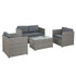 Gardeon 4-Piece Outdoor Sofa Set Wicker Couch Lounge Setting Grey-Furniture > Outdoor-PEROZ Accessories