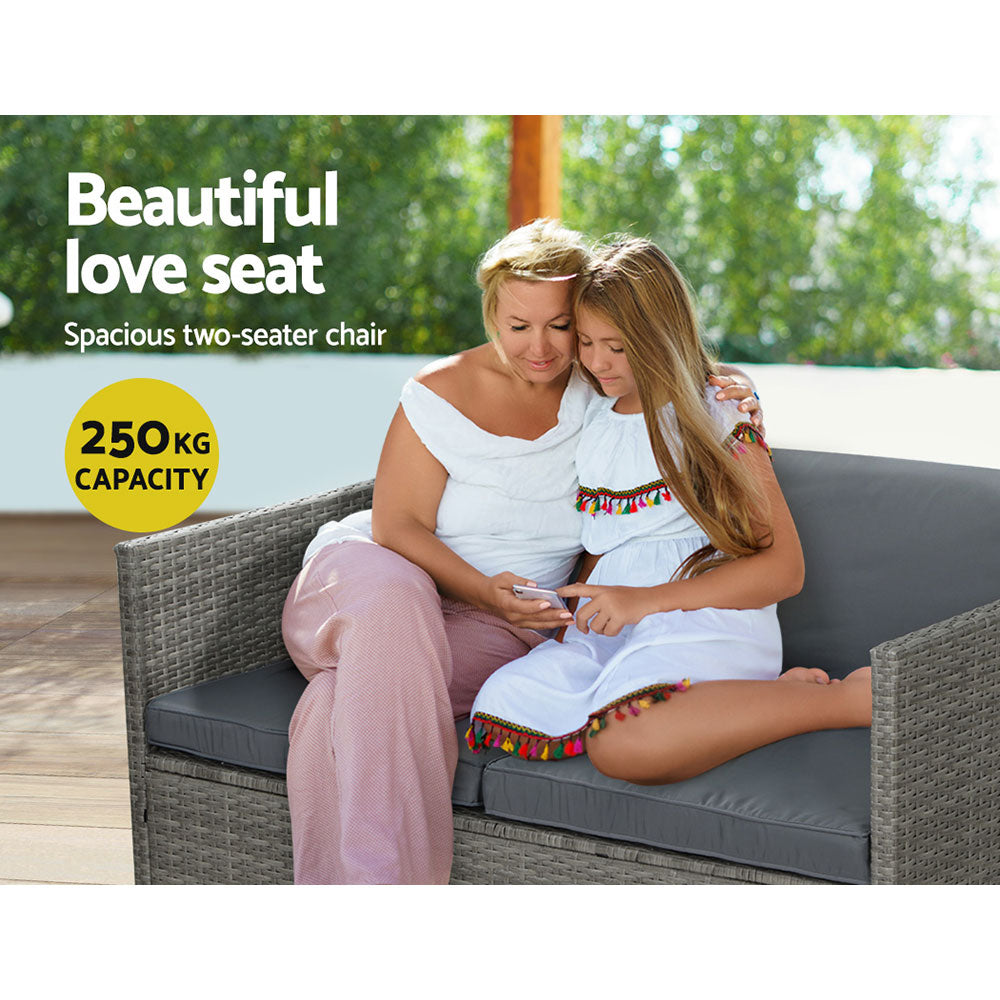 Gardeon 4-Piece Outdoor Sofa Set Wicker Couch Lounge Setting Grey-Furniture > Outdoor-PEROZ Accessories