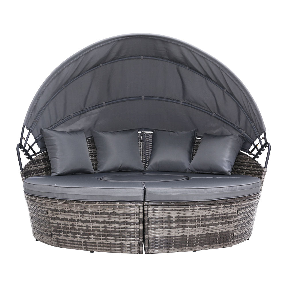 Gardeon Sun Lounge Setting Wicker Lounger Day Bed Patio Outdoor Furniture Grey-Sun Lounges-PEROZ Accessories