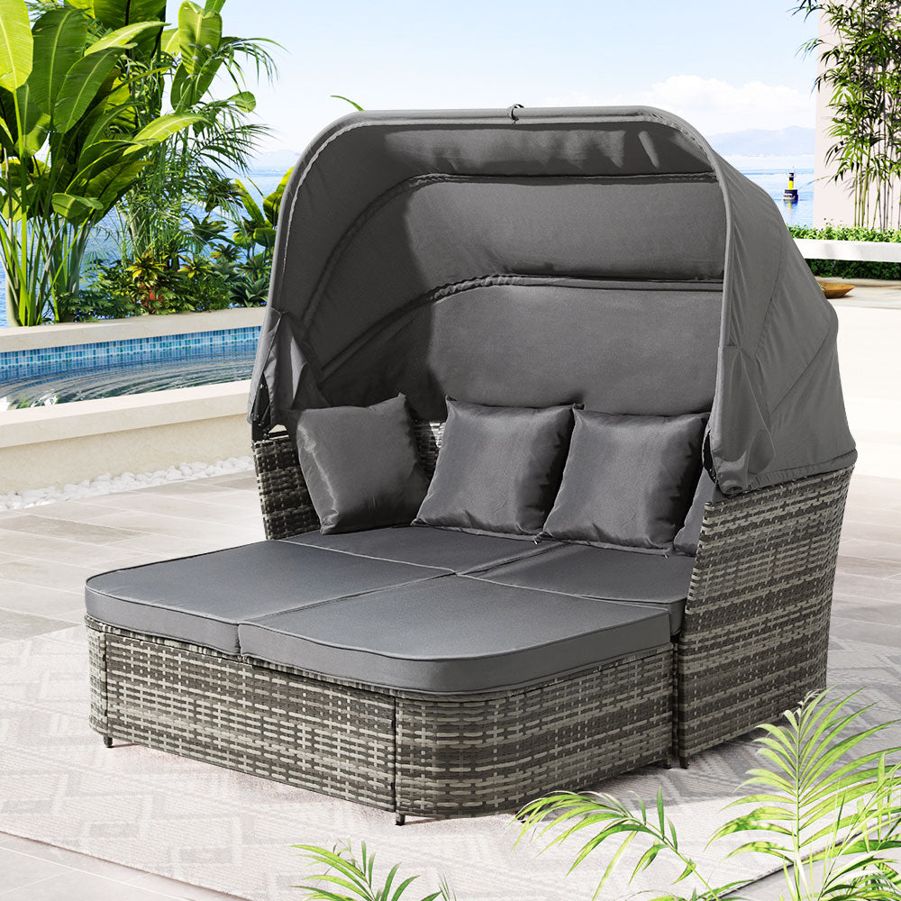 Gardeon Outdoor Sun Lounge Setting Patio Furniture Wicker Sofa Garden Day Bed-Furniture > Outdoor-PEROZ Accessories