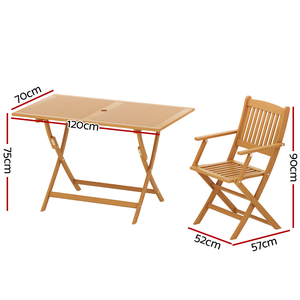 Gardeon 7PCS Outdoor Dining Set Garden Chairs Table Patio Foldable 6 Seater Wood-Furniture > Outdoor-PEROZ Accessories