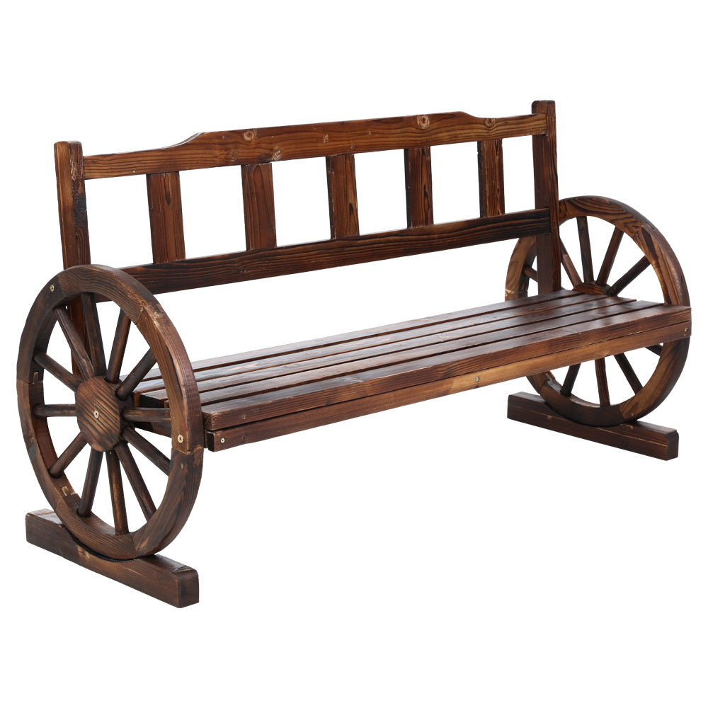 Gardeon Garden Bench Wooden Wagon Chair 3 Seat Outdoor Furniture Backyard Lounge Charcoal-Furniture > Outdoor-PEROZ Accessories