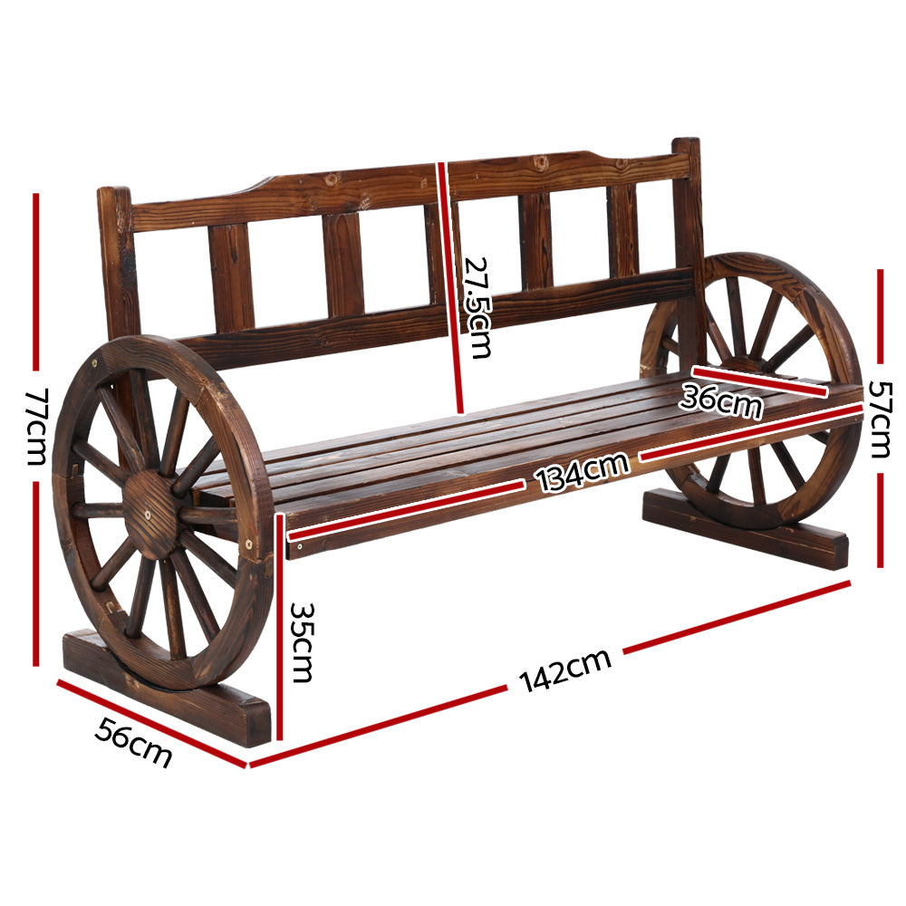 Gardeon Garden Bench Wooden Wagon Chair 3 Seat Outdoor Furniture Backyard Lounge Charcoal-Furniture > Outdoor-PEROZ Accessories