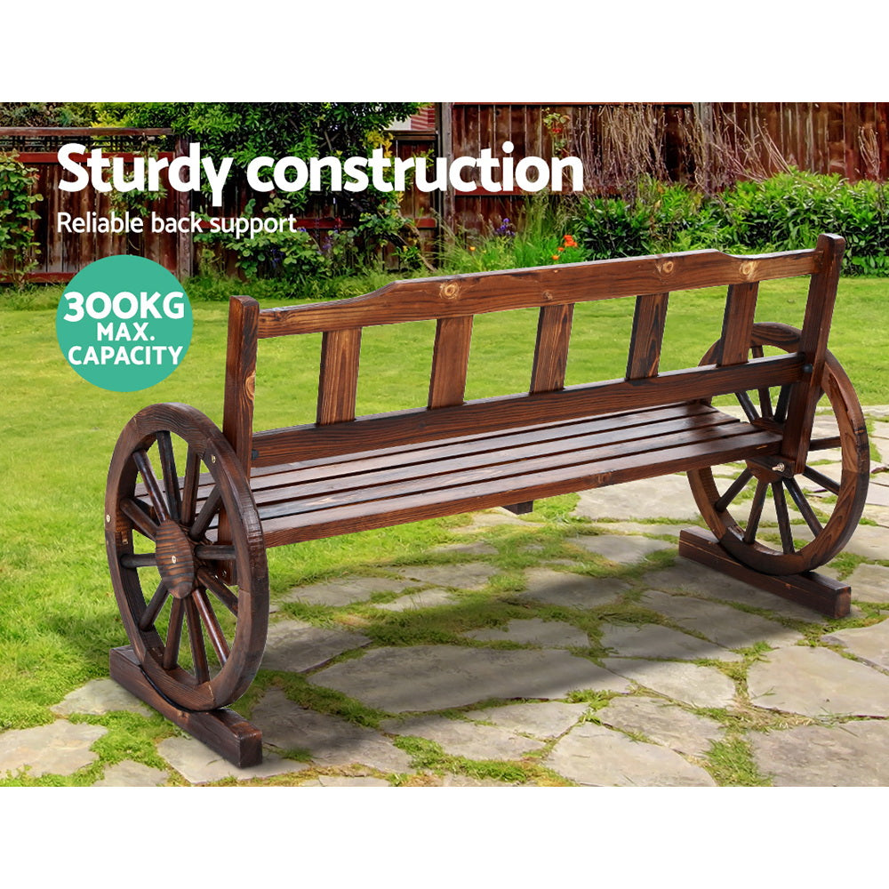 Gardeon Garden Bench Wooden Wagon Chair 3 Seat Outdoor Furniture Backyard Lounge Charcoal-Furniture > Outdoor-PEROZ Accessories