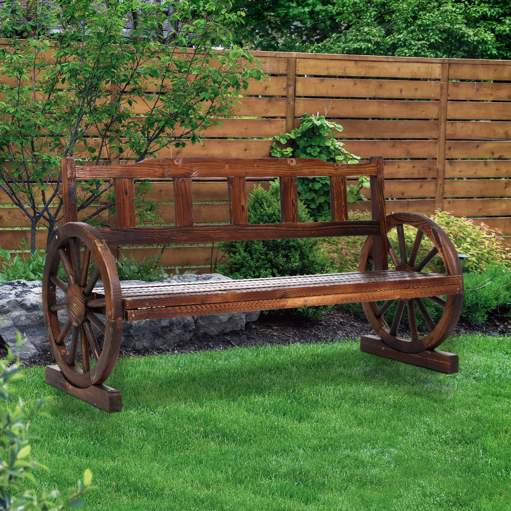 Gardeon Garden Bench Wooden Wagon Chair 3 Seat Outdoor Furniture Backyard Lounge Charcoal-Furniture > Outdoor-PEROZ Accessories