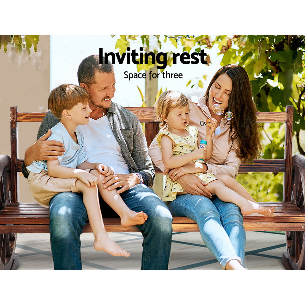 Gardeon Garden Bench Wooden Wagon Chair 3 Seat Outdoor Furniture Backyard Lounge Charcoal-Furniture > Outdoor-PEROZ Accessories
