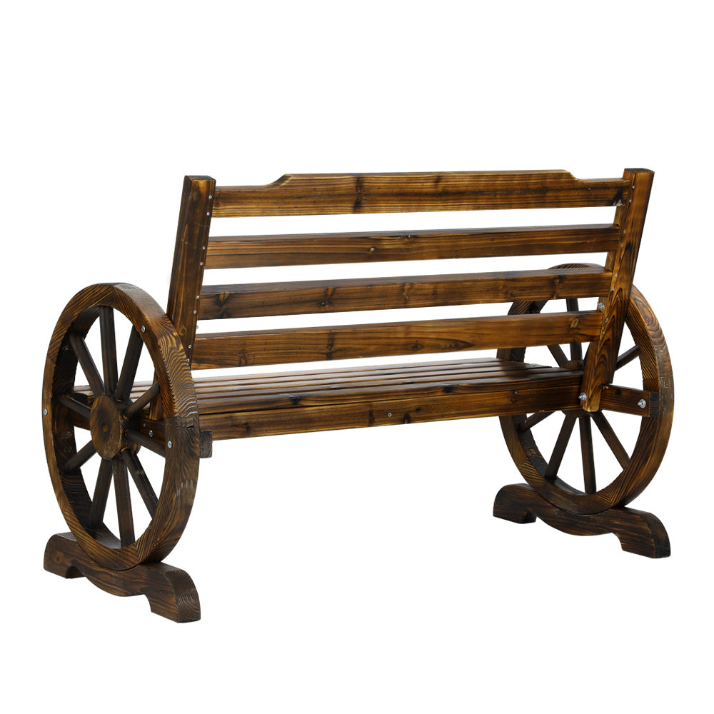 Gardeon Wooden Wagon Wheel Bench - Brown-Furniture > Outdoor-PEROZ Accessories