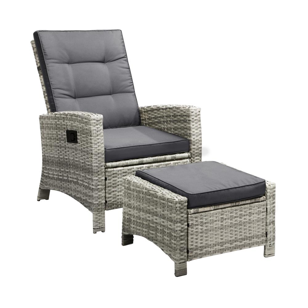 Livsip Recliner Chairs Sun lounge Outdoor Furniture Wicker Patio Garden Sofa-Outdoor Recliner-PEROZ Accessories