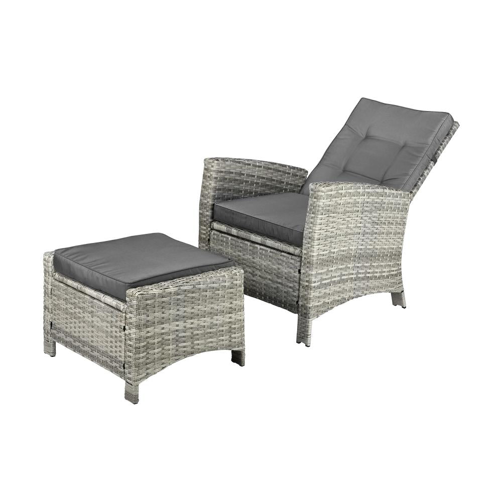 Livsip Recliner Chairs Sun lounge Outdoor Furniture Wicker Patio Garden Sofa-Outdoor Recliner-PEROZ Accessories