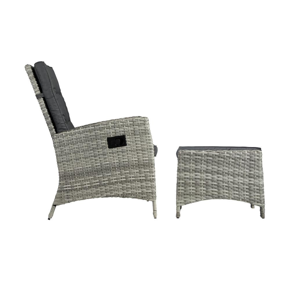 Livsip Recliner Chairs Sun lounge Outdoor Furniture Wicker Patio Garden Sofa-Outdoor Recliner-PEROZ Accessories