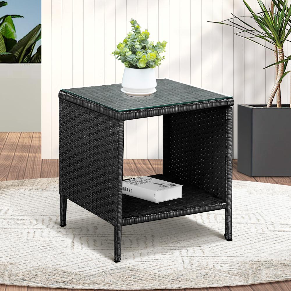 Livsip Garden Table Rattan Cafe Table Outdoor Garden Furniture Side Table-Outdoor Recliner-PEROZ Accessories
