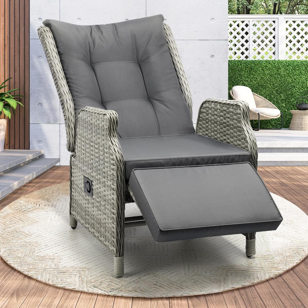 Livsip Recliner Chairs Outdoor Sun Lounge Wicker Garden Sofa Patio Furniture-Outdoor Recliner-PEROZ Accessories