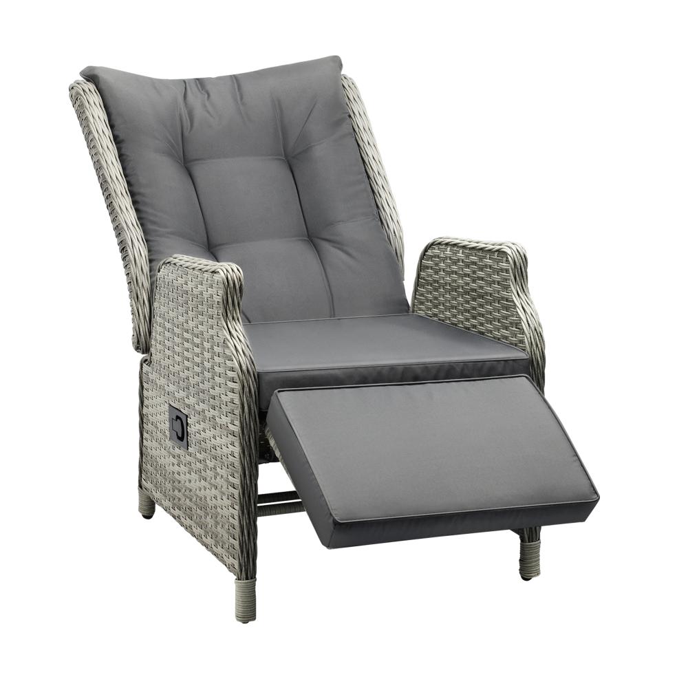 Livsip Recliner Chairs Outdoor Sun Lounge Wicker Garden Sofa Patio Furniture-Outdoor Recliner-PEROZ Accessories