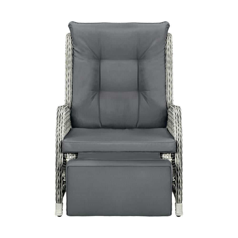 Livsip Recliner Chairs Outdoor Sun Lounge Wicker Garden Sofa Patio Furniture-Outdoor Recliner-PEROZ Accessories