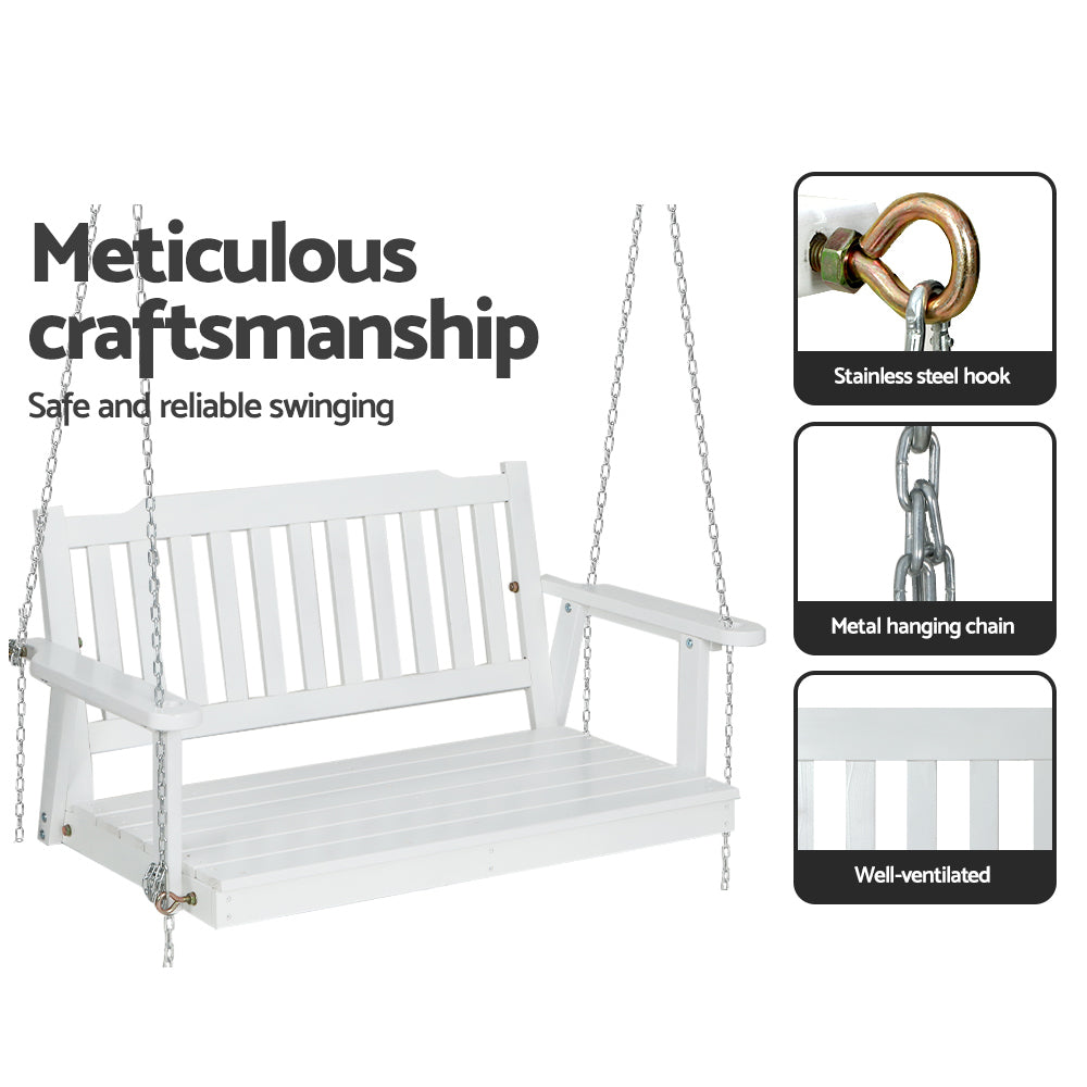 Gardeon Porch Swing Chair with Chain Garden Bench Outdoor Furniture Wooden White-Furniture > Outdoor-PEROZ Accessories