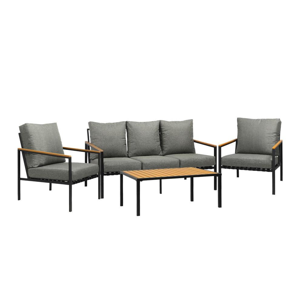 Livsip Outdoor Furniture with Cushion, Patio Table and Chair Setting Black-Outdoor Patio Set-PEROZ Accessories