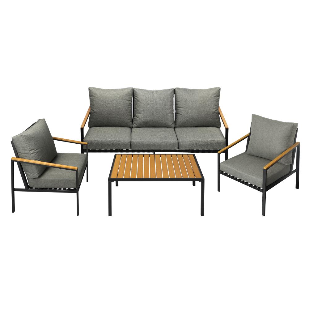 Livsip Outdoor Furniture with Cushion, Patio Table and Chair Setting Black-Outdoor Patio Set-PEROZ Accessories