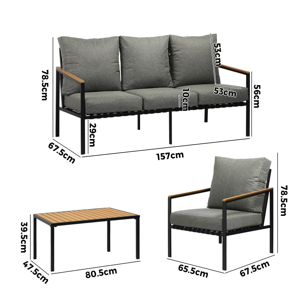 Livsip Outdoor Furniture with Cushion, Patio Table and Chair Setting Black-Outdoor Patio Set-PEROZ Accessories