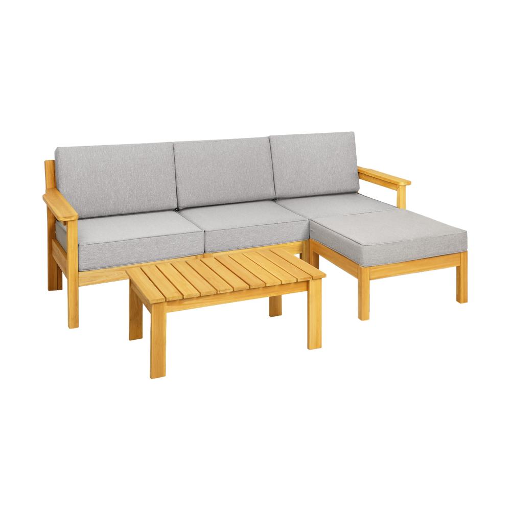 Livsip Outdoor Sofa Set Patio Furniture Wooden Table Chairs Garden Lounge 5Piece-Outdoor Sofa Set-PEROZ Accessories