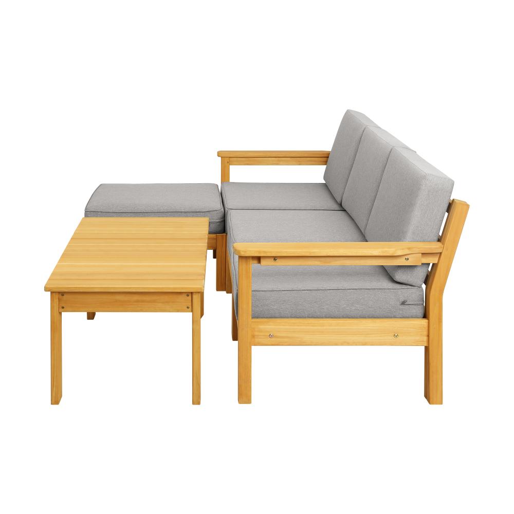 Livsip Outdoor Sofa Set Patio Furniture Wooden Table Chairs Garden Lounge 5Piece-Outdoor Sofa Set-PEROZ Accessories