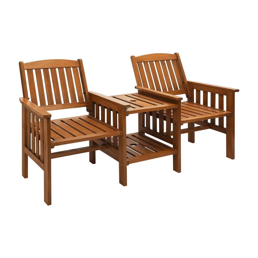 Livsip Wooden Garden Bench Chair & Table Loveseat Outdoor Furniture Patio-Outdoor Love Bench-PEROZ Accessories