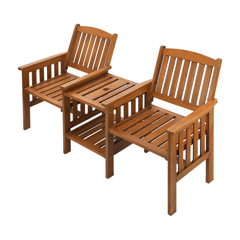 Livsip Wooden Garden Bench Chair & Table Loveseat Outdoor Furniture Patio-Outdoor Love Bench-PEROZ Accessories
