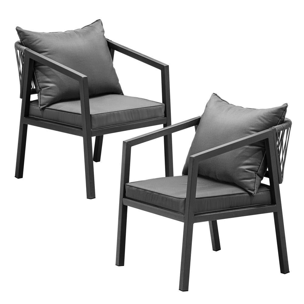 Livsip 2PCS Outdoor Furniture Chairs Garden Patio Garden Lounge Set Steel Frame | PEROZ Australia